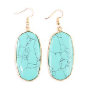 Turquoise - Natural Oval Stone Earrings